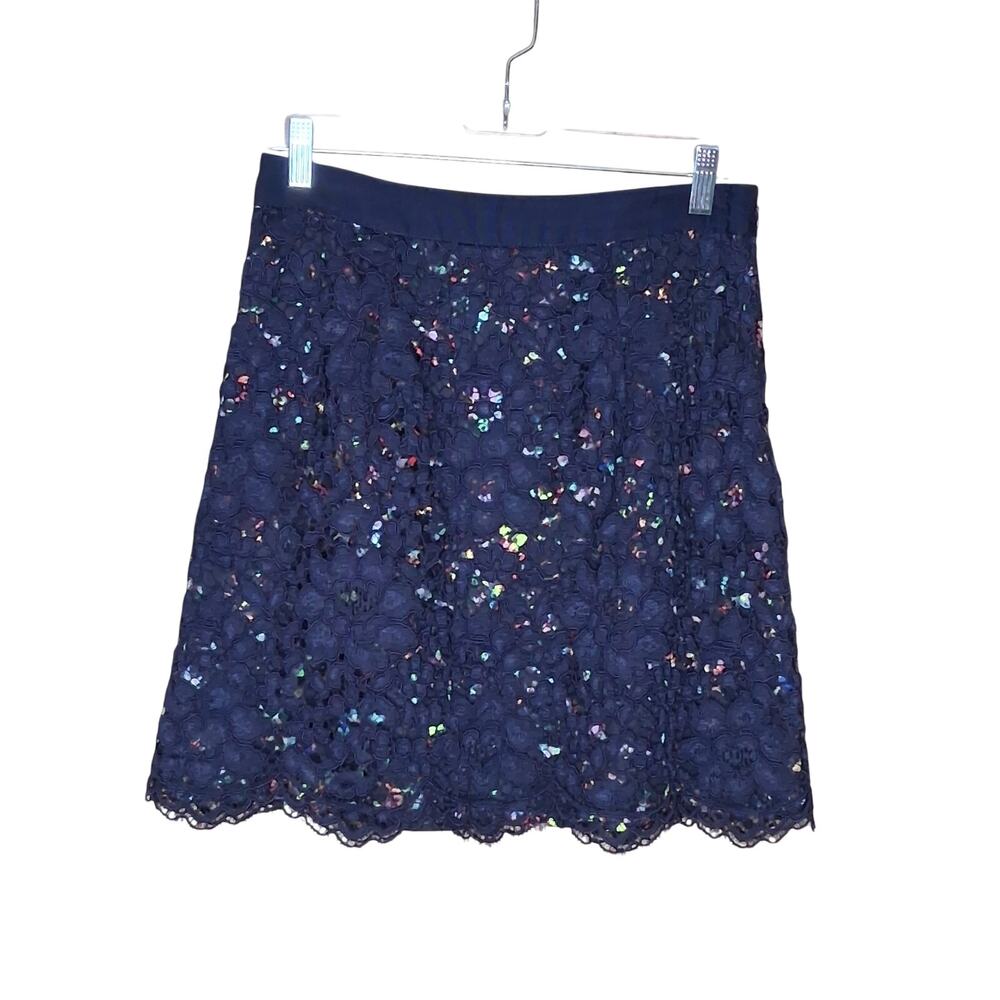 NWT Shoshanna Navy Lace Pencil Skirt Side Zip Floral Underlay Size 4